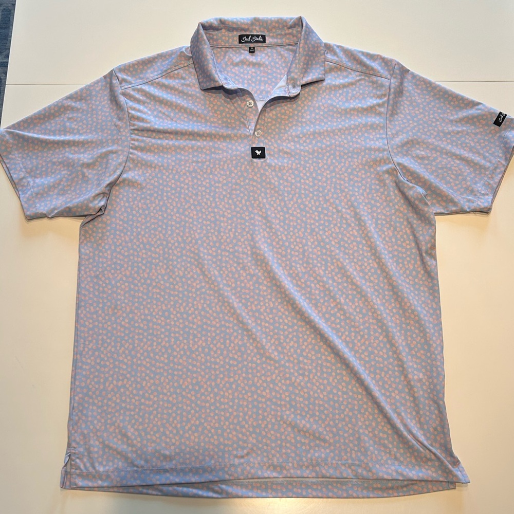 Men’s XL Bad Birdie Golf Polo- Spotted Pastel